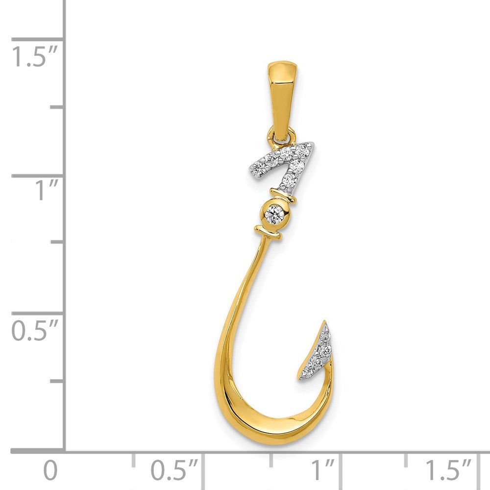 14K Gelbgold Anhänger „Angelhaken“ mit echten Diamanten
