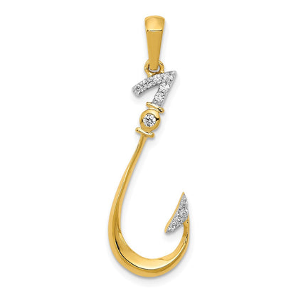 14K Gelbgold Anhänger „Angelhaken“ mit echten Diamanten