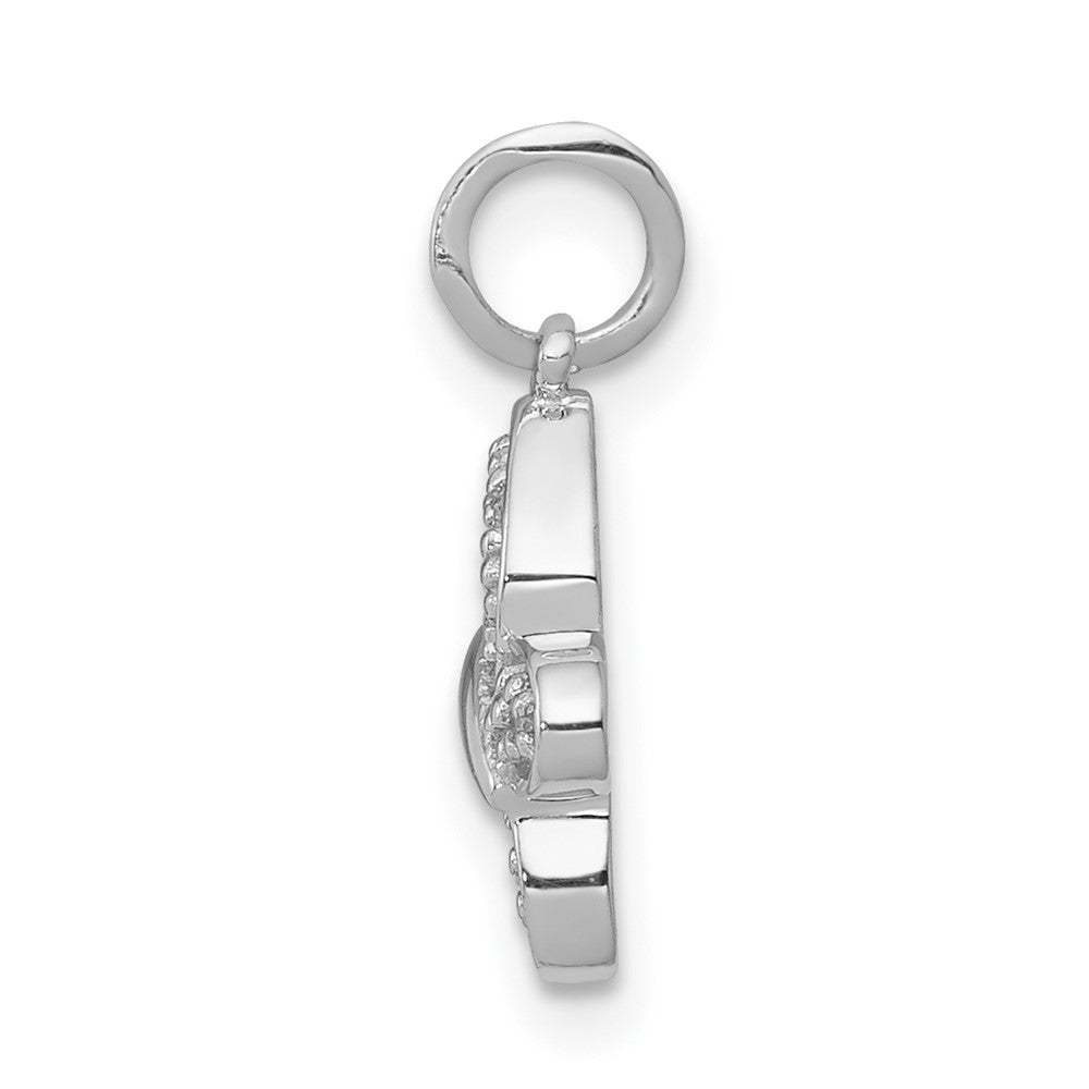 14 Karat Weißgold Echter Diamant-Schmetterling-Charm