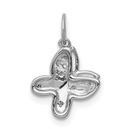 14 Karat Weißgold Echter Diamant-Schmetterling-Charm