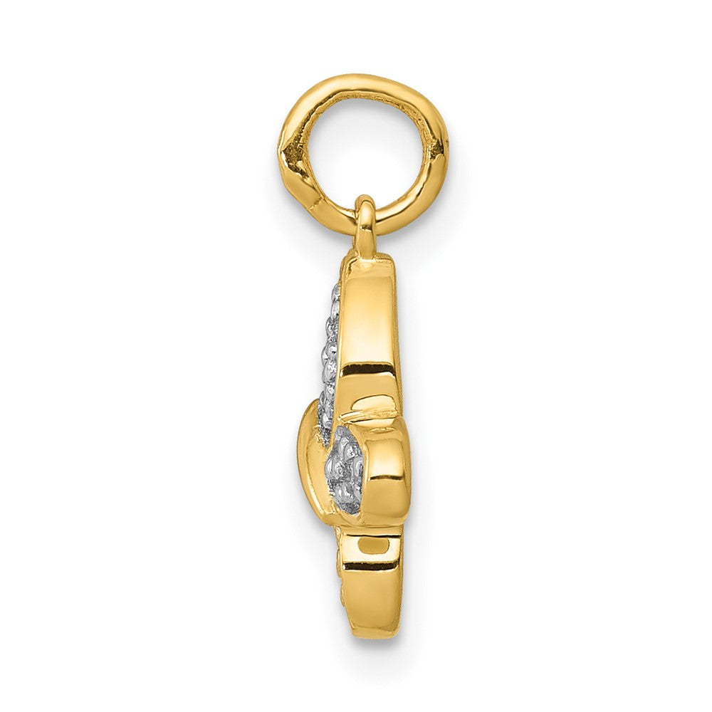 14K Gelbgold Echter Diamant Schmetterling Charm
