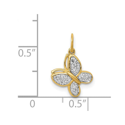 14K Gelbgold Echter Diamant Schmetterling Charm