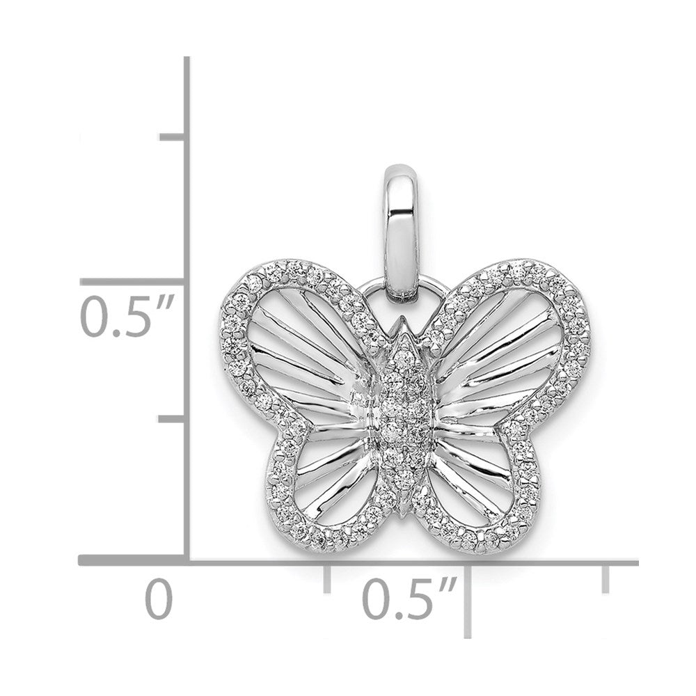 14K Weißgold Schmetterlings-Anhänger mit 0,19 ct. echten Diamanten
