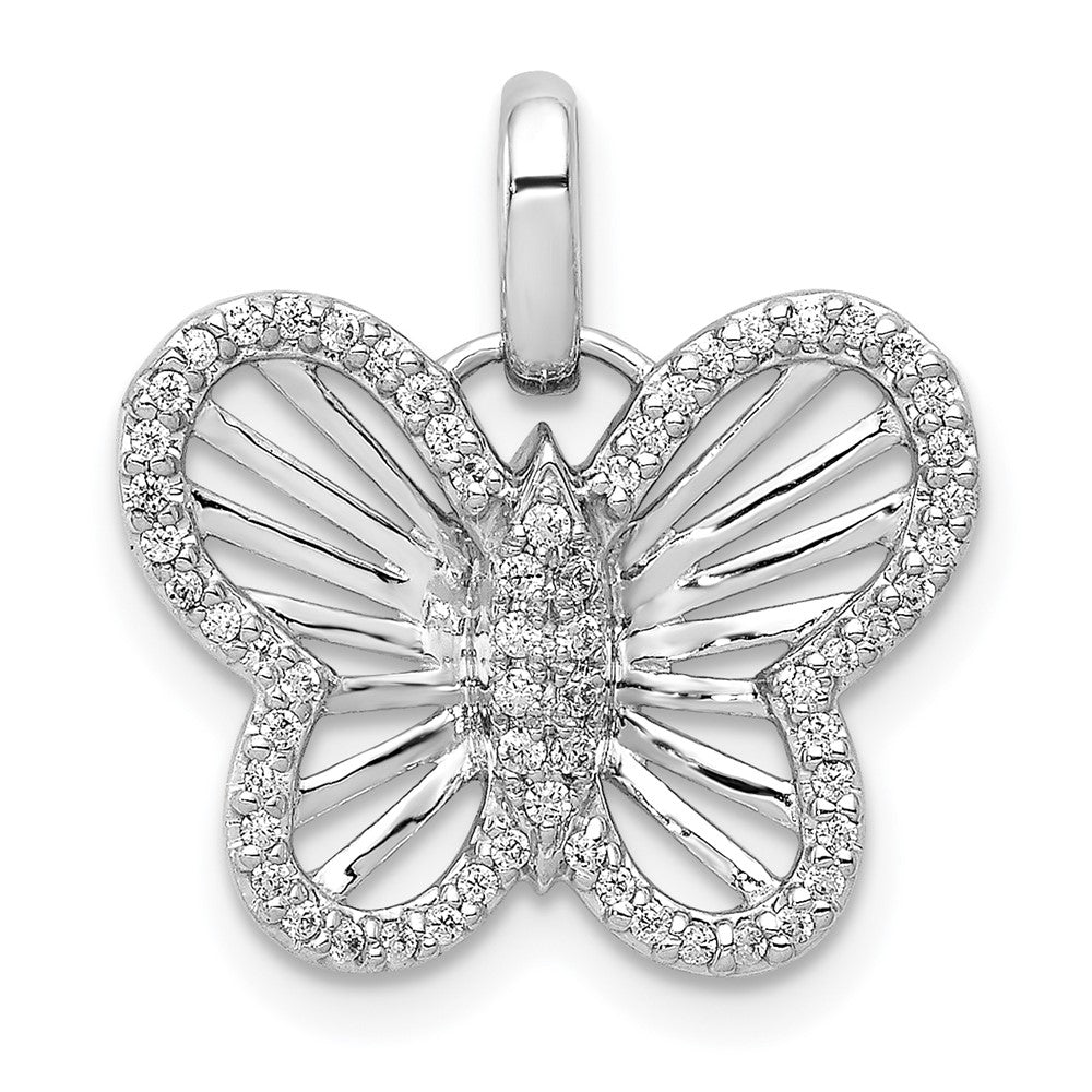 14K Weißgold Schmetterlings-Anhänger mit 0,19 ct. echten Diamanten