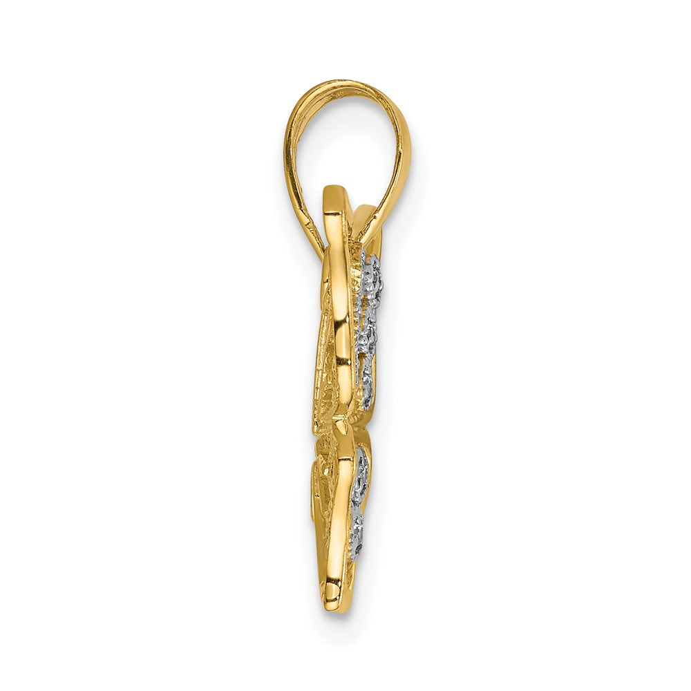 Schmetterlings-Anhänger aus 14K Gelbgold und Rhodium mit echtem Diamant