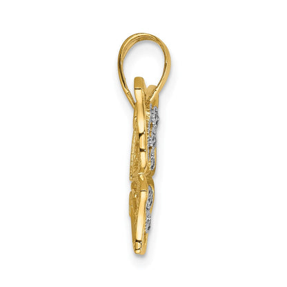 Schmetterlings-Anhänger aus 14K Gelbgold und Rhodium mit echtem Diamant