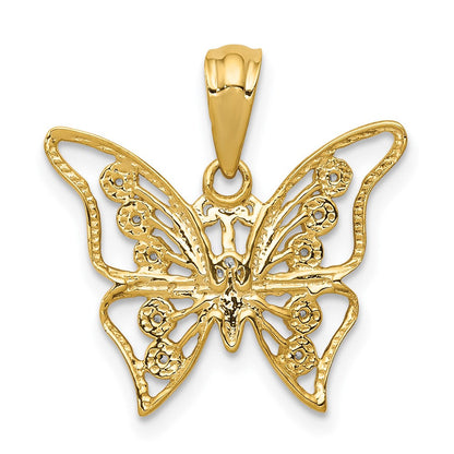 Schmetterlings-Anhänger aus 14K Gelbgold und Rhodium mit echtem Diamant