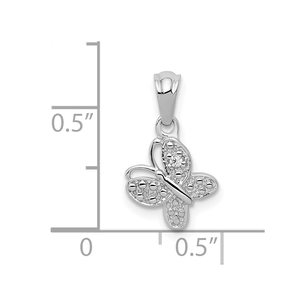 10K Weißgold.01ct. Diamant Schmetterling Anhänger