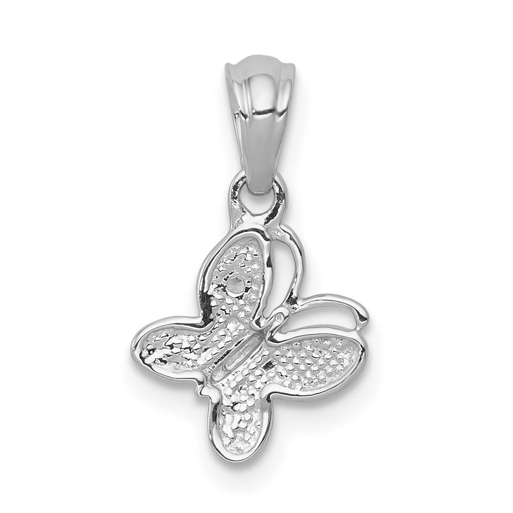 14K Weißgold 0,01 ct. Echter Diamant Schmetterling-Anhänger