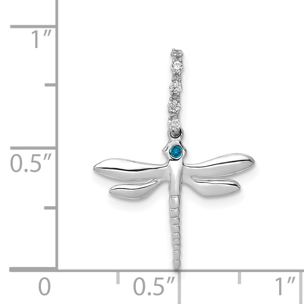 14K Weißgold Libellen-Anhänger mit blauen und weißen echten Diamanten