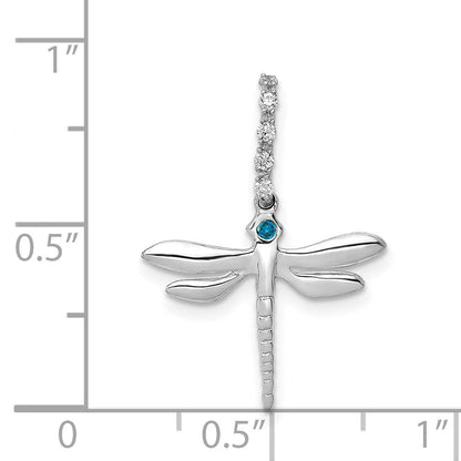 14K Weißgold Libellen-Anhänger mit blauen und weißen echten Diamanten