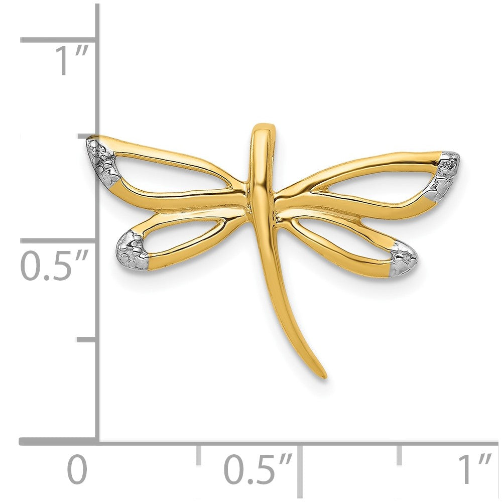 10K Gelbgold Diamant mit Rhodium Akzente Libelle Kette Anhänger