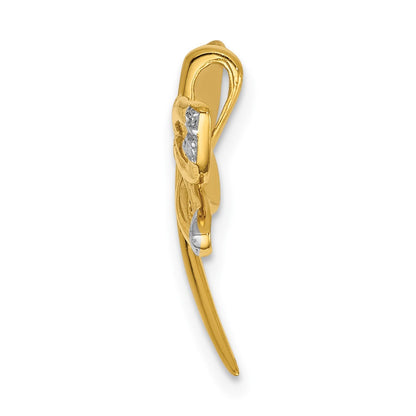 14K Gelbgold Echt Diamant mit Rhodium Akzente Libelle Kette Anhänger