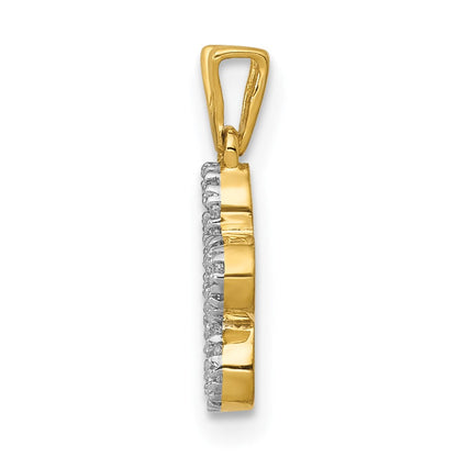 14K Gelbgold 0,125ct. Echter Diamant Blumen-Anhänger