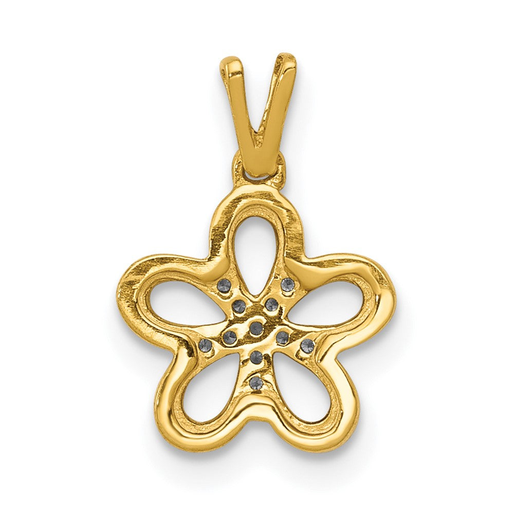 14K Gelbgold 0,125ct. Echter Diamant Blumen-Anhänger