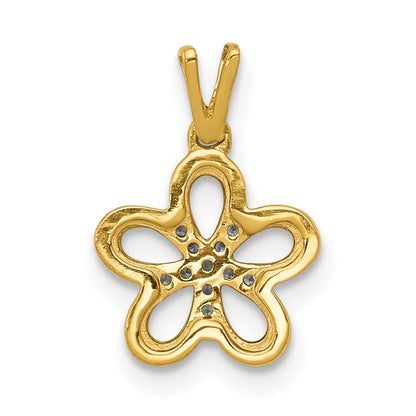 14K Gelbgold 0,125ct. Echter Diamant Blumen-Anhänger
