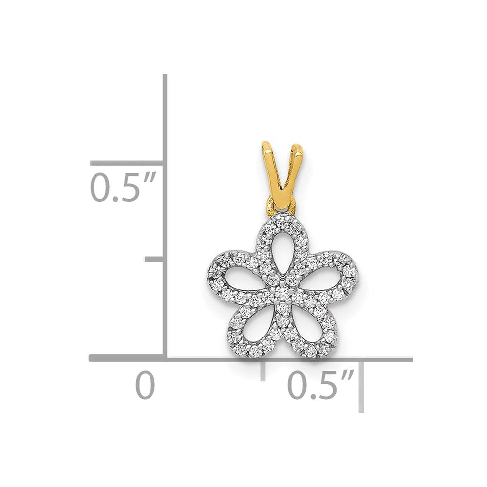 14K Gelbgold 0,125ct. Echter Diamant Blumen-Anhänger