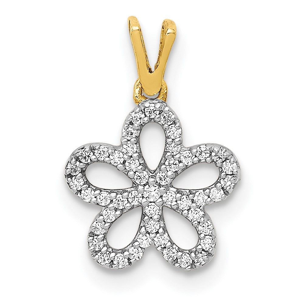 14K Gelbgold 0,125ct. Echter Diamant Blumen-Anhänger