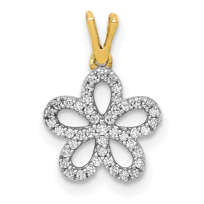 14K Gelbgold 0,125ct. Echter Diamant Blumen-Anhänger