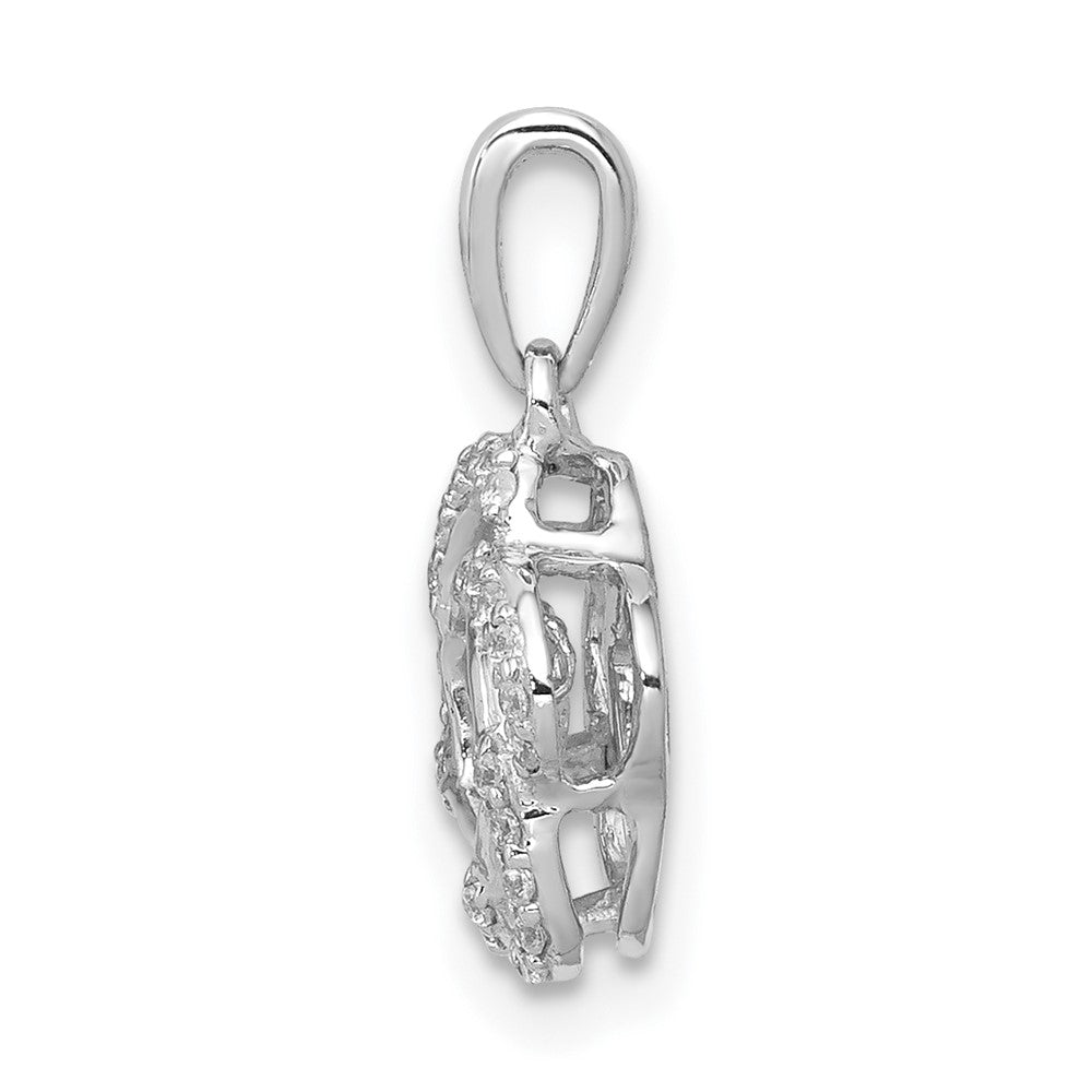 14K Weißgold Blumenanhänger mit funkelnden echten Diamanten