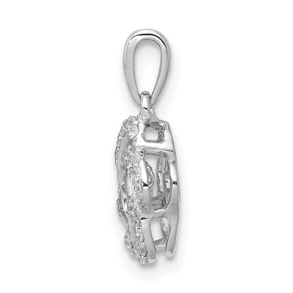 14K Weißgold Blumenanhänger mit funkelnden echten Diamanten