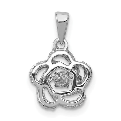 14K Weißgold Blumenanhänger mit funkelnden echten Diamanten