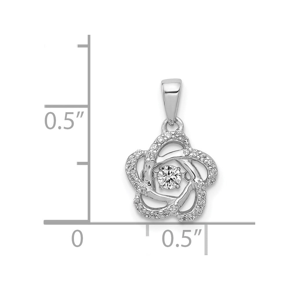14K Weißgold Blumenanhänger mit funkelnden echten Diamanten