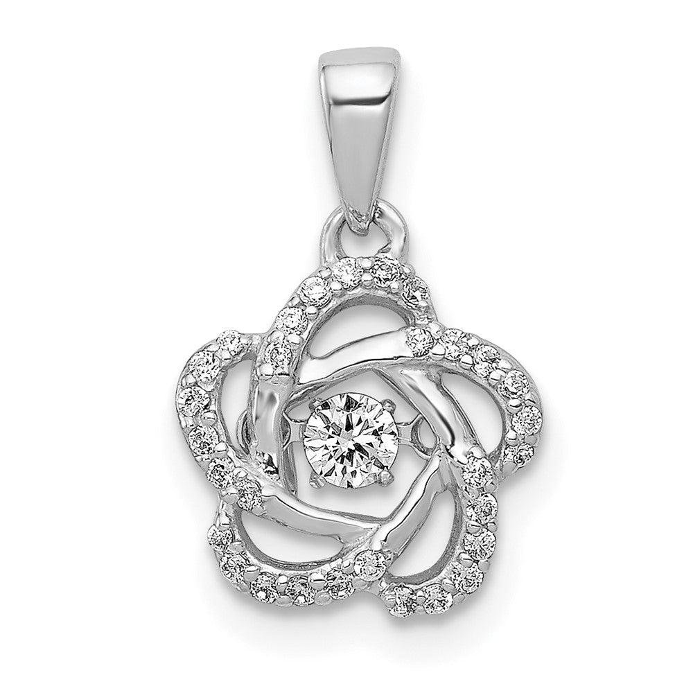 14K Weißgold Blumenanhänger mit funkelnden echten Diamanten