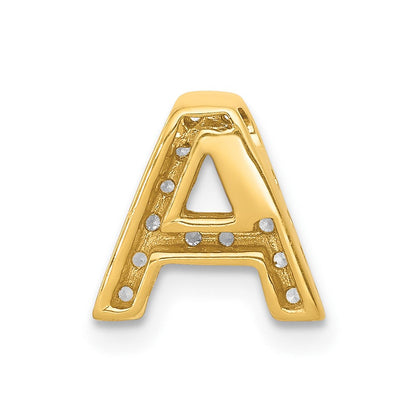 10K Gelbgold 10K Diamant Buchstabe A Initiale Charm