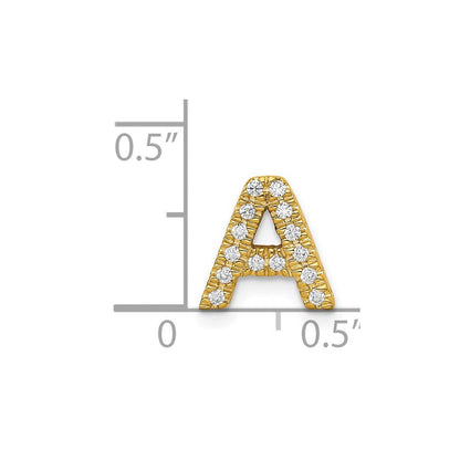 14K Gelbgold Echter Diamant Buchstabe A Initial-Charm