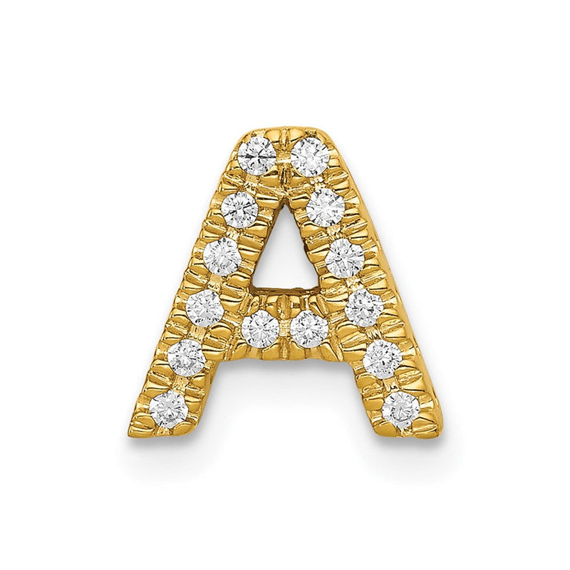 14K Gelbgold Echter Diamant Buchstabe A Initial-Charm
