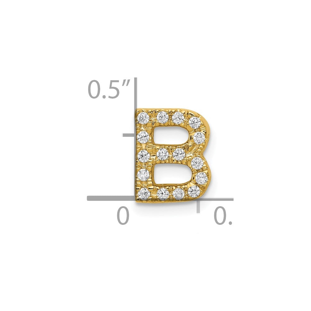 10K Gelbgold 10K Diamant Buchstabe B Initiale Charm
