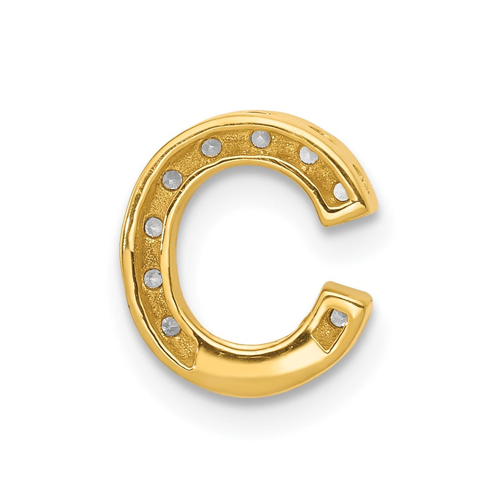 10K Gelbgold 10K Diamant Buchstabe C Initiale Charm