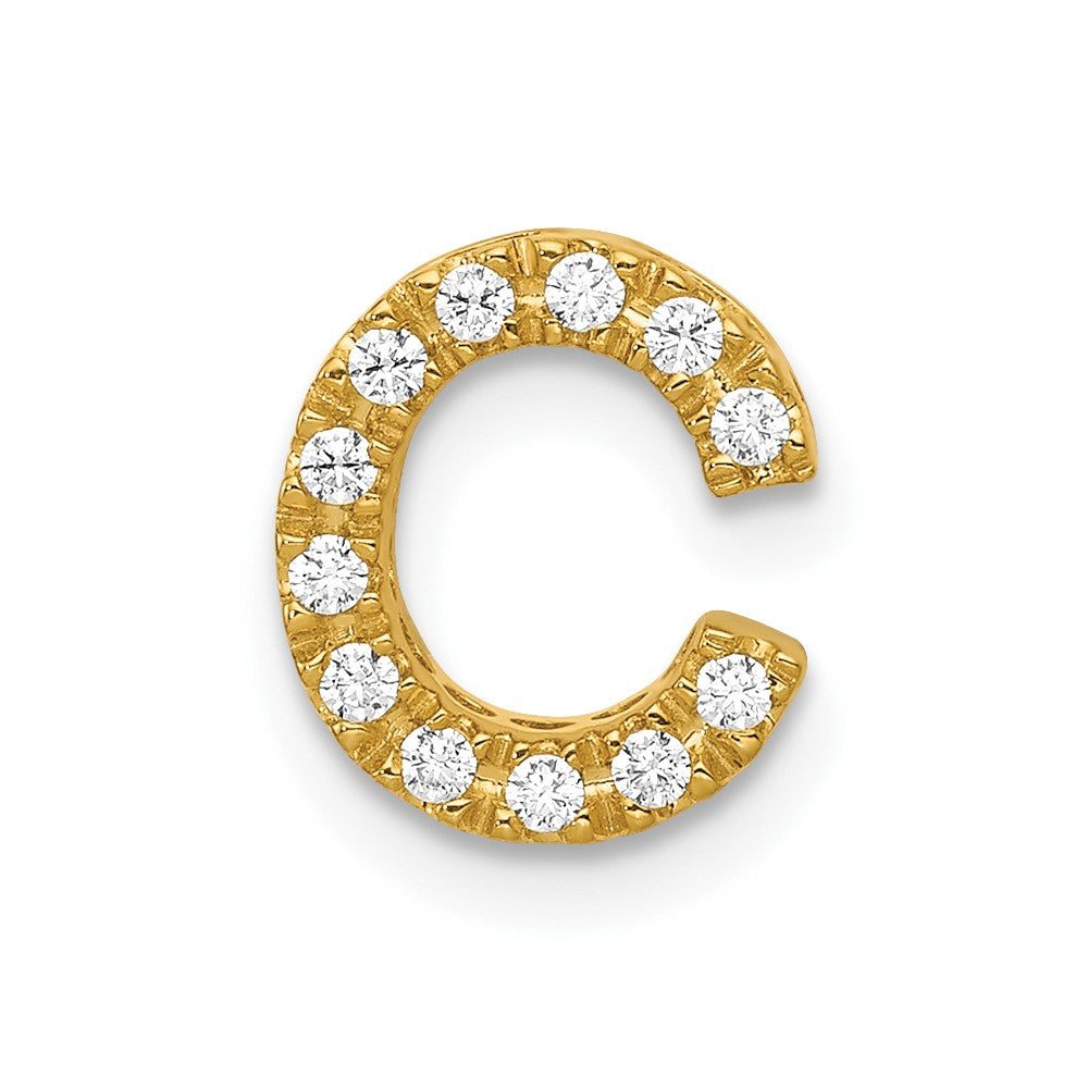 10K Gelbgold 10K Diamant Buchstabe C Initiale Charm