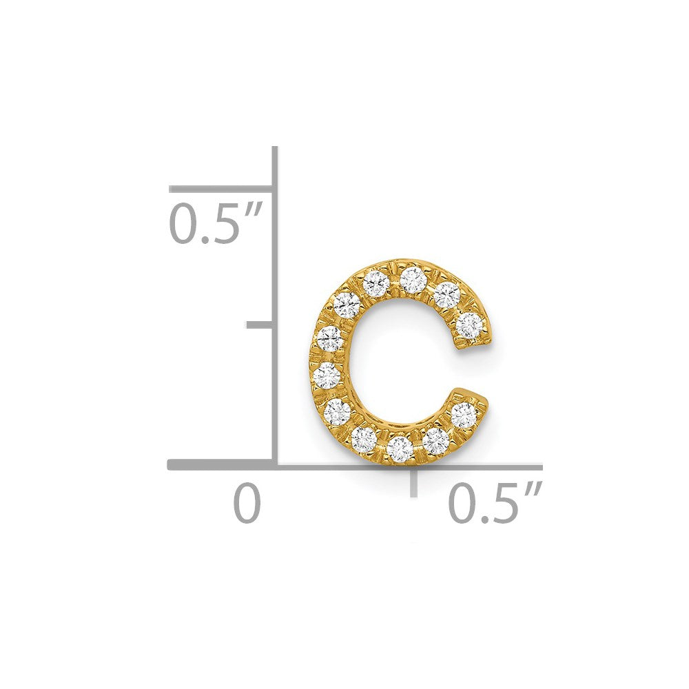 14K Gelbgold Charm mit echtem Diamant, Initial-Buchstabe C