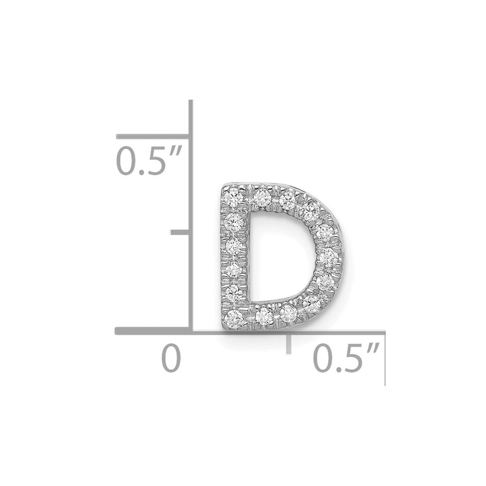 14K Weißgold Buchstaben-Charm „D“ mit echten Diamanten