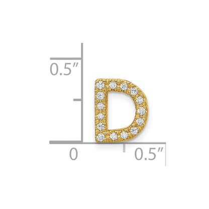 14K Gelbgold Echter Diamant Buchstabe D Initial-Charm