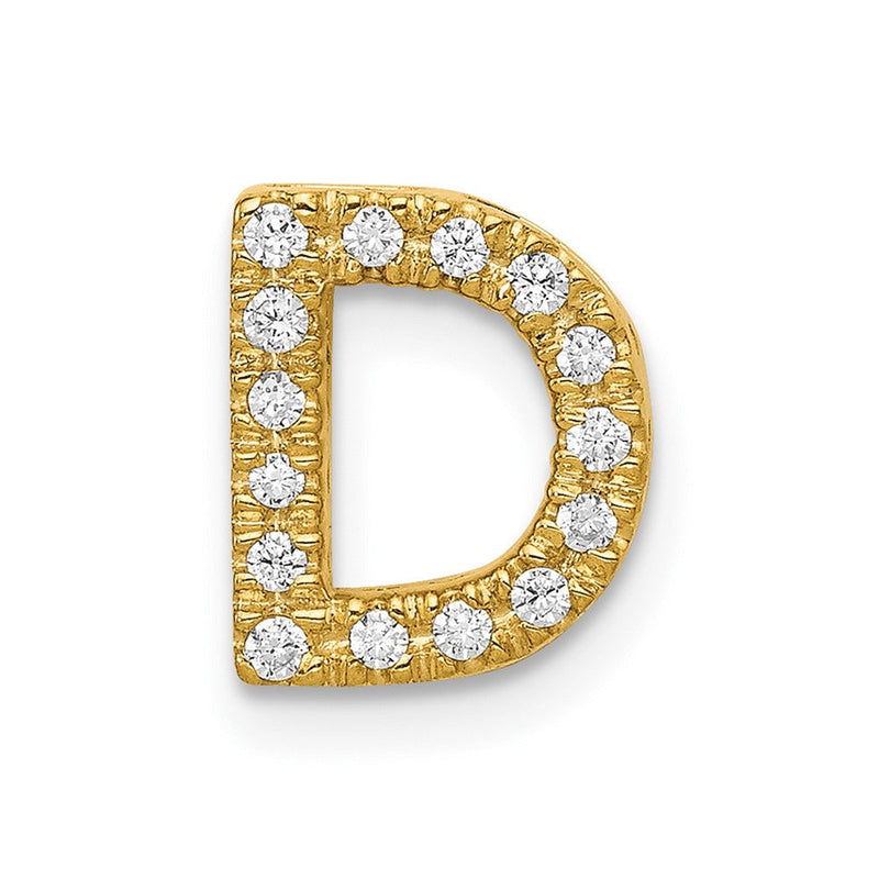 14K Gelbgold Echter Diamant Buchstabe D Initial-Charm
