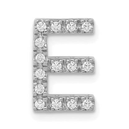 14K Weißgold Echter-Diamant Buchstabe E Initial-Charm