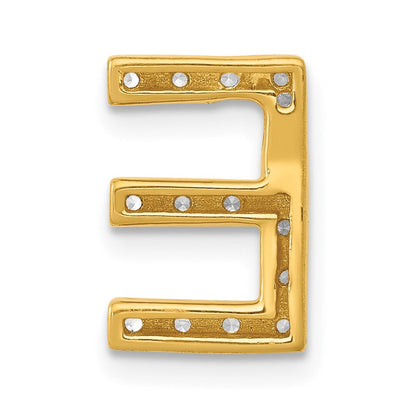 14K Gelbgold Echter Diamant Buchstabe E Initial-Charm