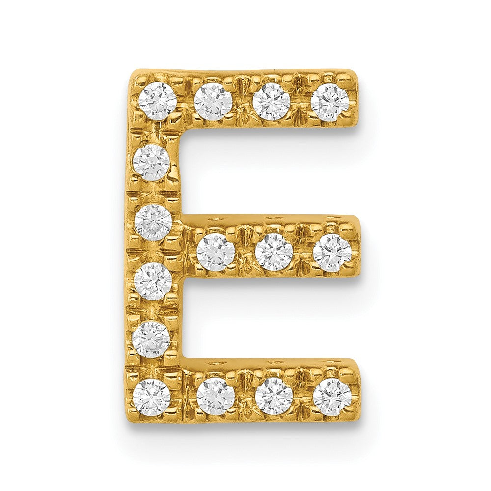 14K Gelbgold Echter Diamant Buchstabe E Initial-Charm