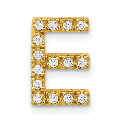 14K Gelbgold Echter Diamant Buchstabe E Initial-Charm