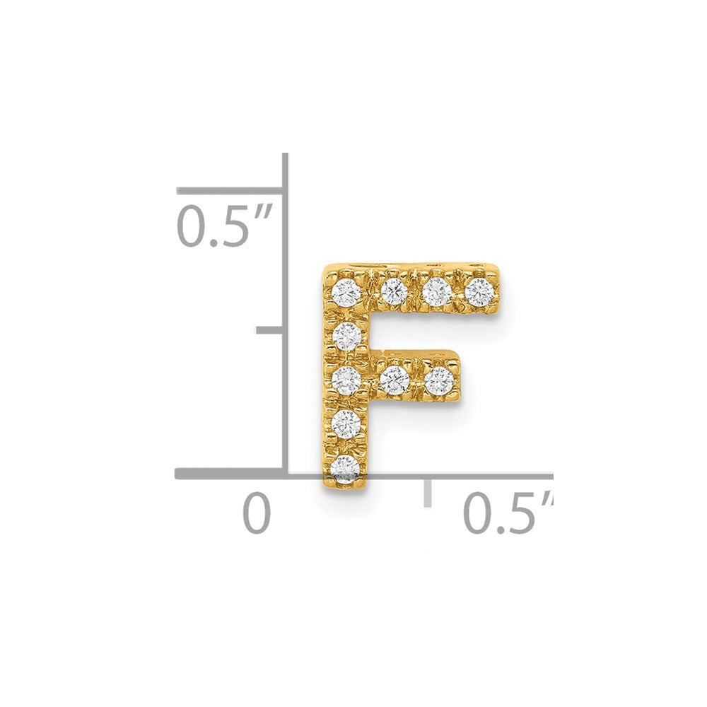 14K Gelbgold Echter Diamant Initial-Charm Buchstabe F