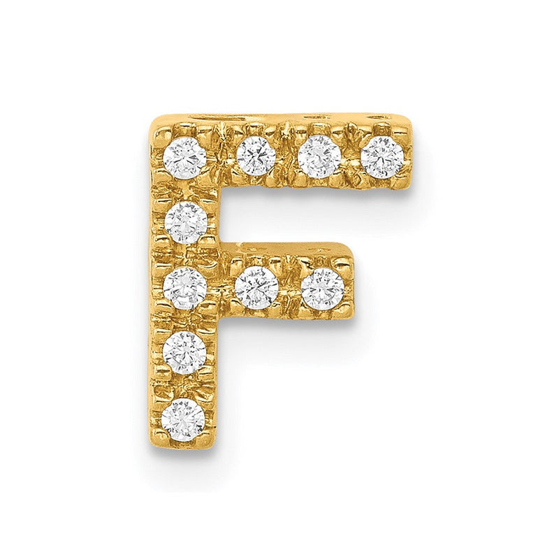 14K Gelbgold Echter Diamant Initial-Charm Buchstabe F