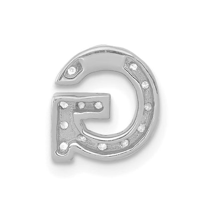 14K Weißgold Charm mit echtem Diamant, Initial-Buchstabe „G“