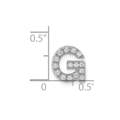 14K Weißgold Charm mit echtem Diamant, Initial-Buchstabe „G“