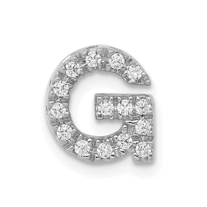 14K Weißgold Charm mit echtem Diamant, Initial-Buchstabe „G“