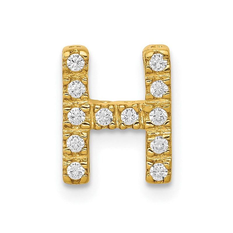 10K Gelbgold 10K Diamant Buchstabe H Initiale Charm
