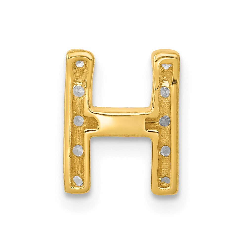 14K Gelbgold Initial-Charm mit echtem Diamant, Buchstabe H