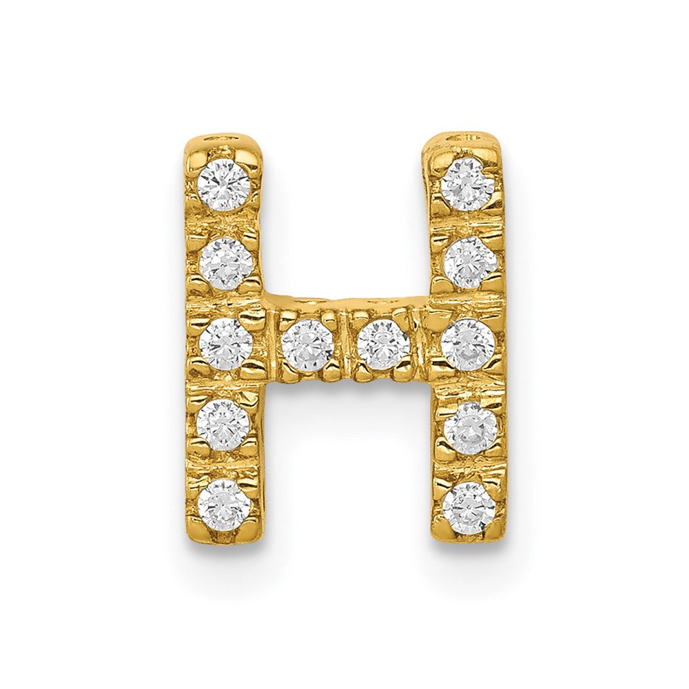 14K Gelbgold Initial-Charm mit echtem Diamant, Buchstabe H